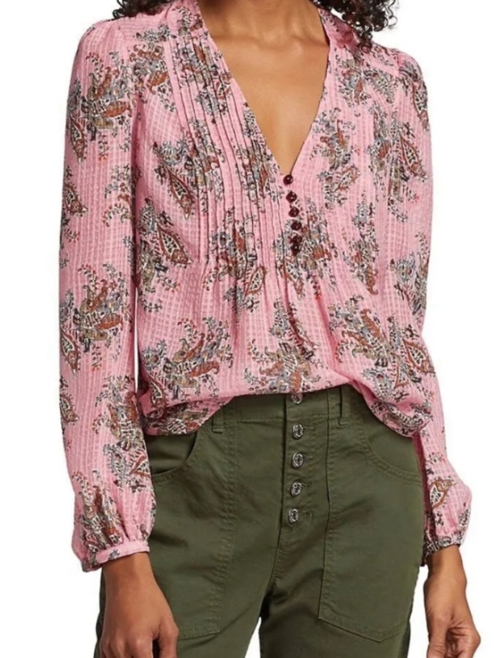 Veronica Beard Lowell Printed V-Neck Blouse Size 10